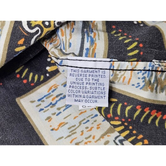 VTG Reyn Spooner Reverse Print Shirt AOP Men's Large Black Surfing Eddy Guitar - Picture 10 of 13